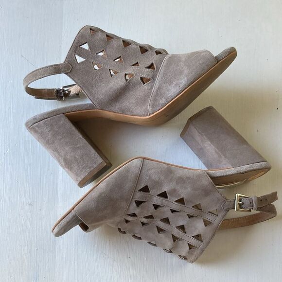 Halogen Sling Back Lazer Cut Suede Zoey Leather Open Toe Sandals Sz 7.5M - Picture 3 of 13